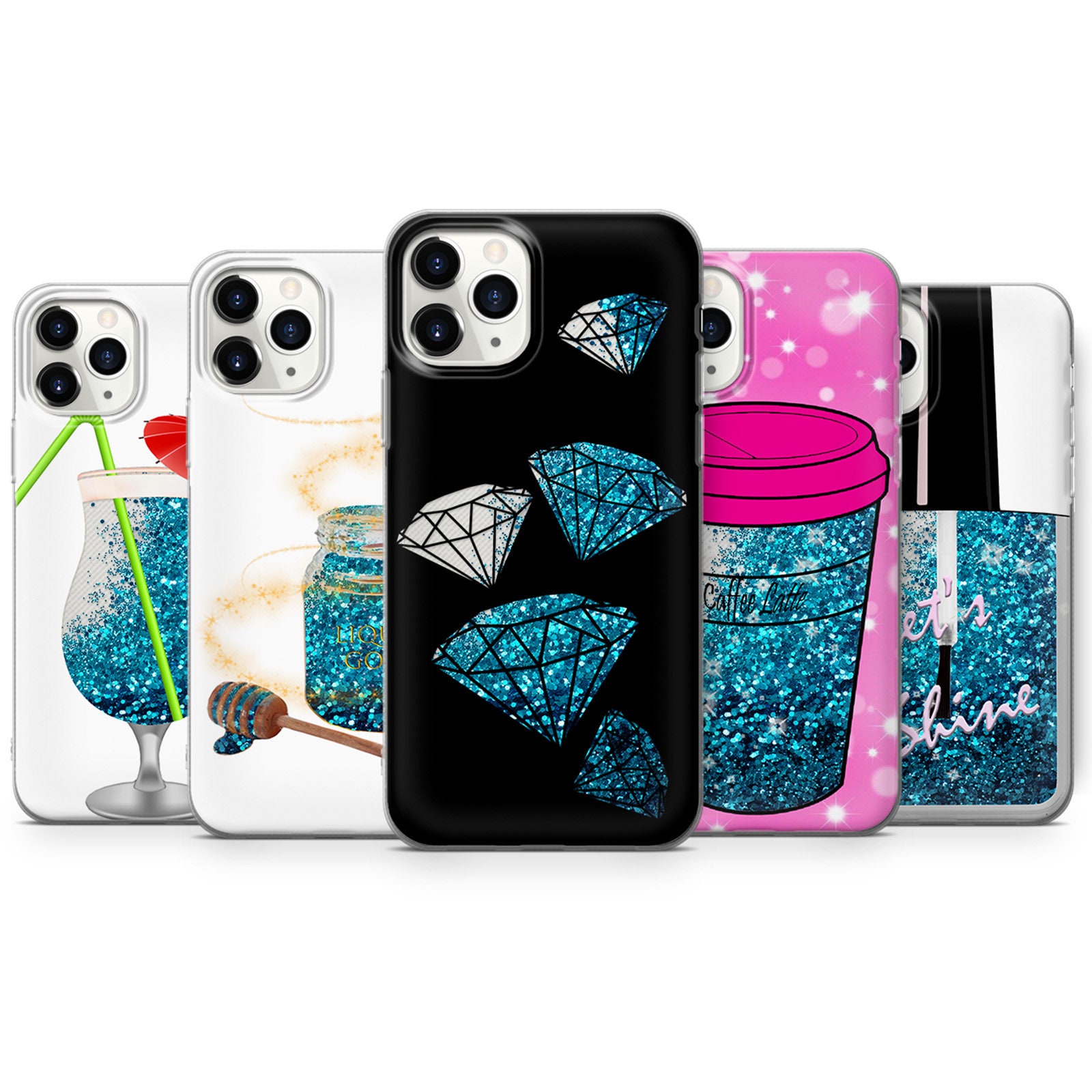 Blue Liquid Glitter Phone cases Diamond design for iPhone 11 Etsy