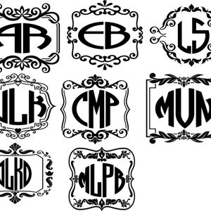 Individuelles Monogramm Autoaufkleber mit Wahl der Umriss von benutzerdefinierten Monogramm Schriftart. Diese Aufkleber machen tolle Monogramm-Geschenke.