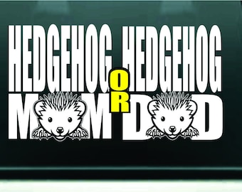 Hedgehog Mom or Dad Car Decal, Cute Animal Lover Gift