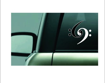 Bass guitar, bass clef Yin Yang Car Decal - Music Lover Gift (5x5 in)