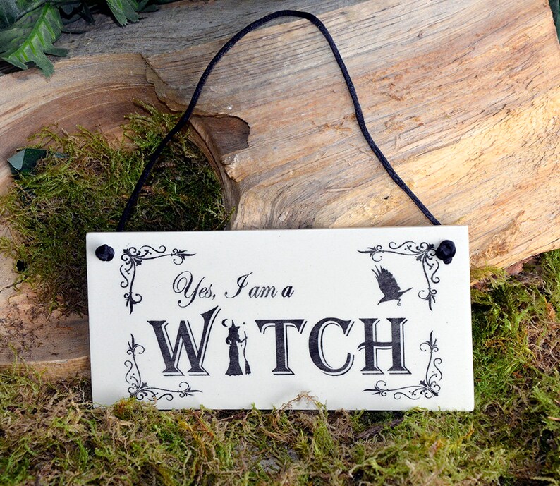 Yes I Am a Witch Handpainted Ceramic Sign Tile Plaque Etsy