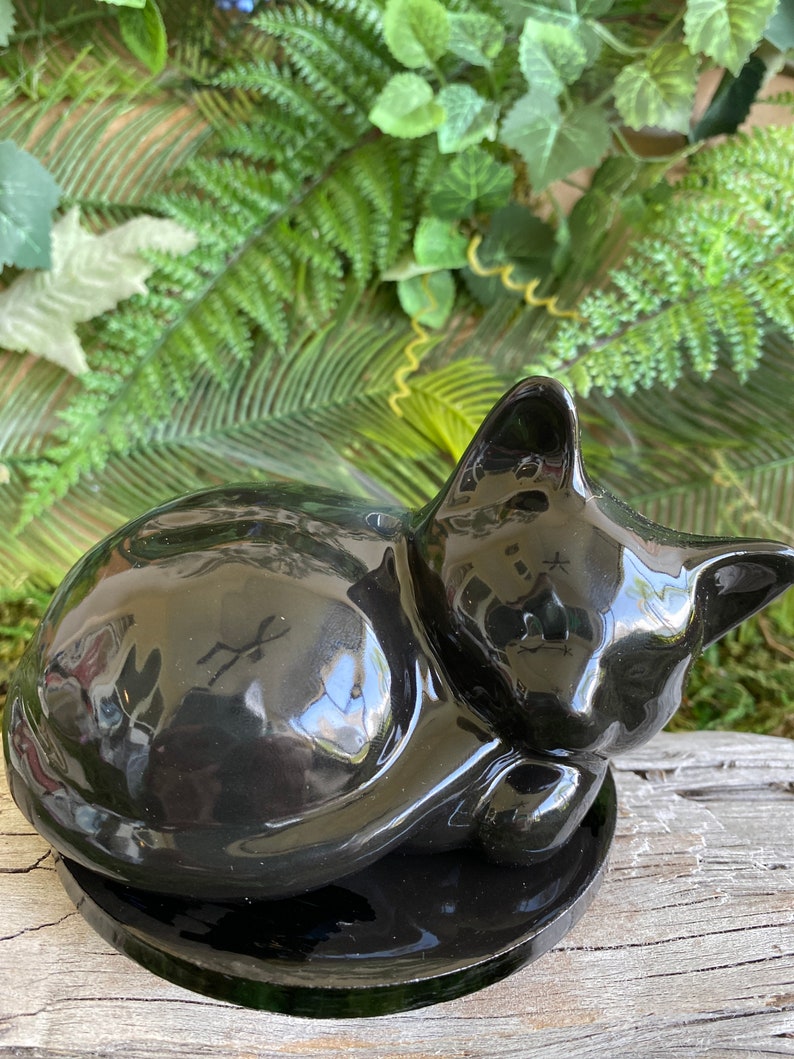 Sleeping Black Cat Hand Made Incense Burner Wicca Pagan Etsy
