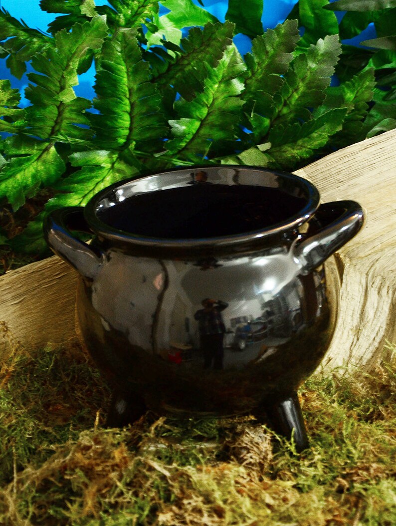 Raven Black Glazed Cauldron Altar Incense Crystal Candle Etsy