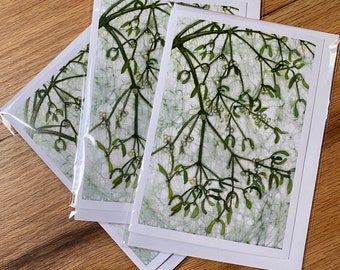 Mistletoe Batik Print Notecard with Envelope (single) / Christmas / Original Artwork