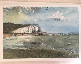 White Cliffs of Dover Print Notecard with Envelope (single) / Coast / Sea/ Original Artwork / Suitable for all Occasions