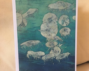 Jellyfish Batik Print Notecard with envelope (Single) / Sea Jellyfish/ Original Artwork/ Suitable for all Occasions