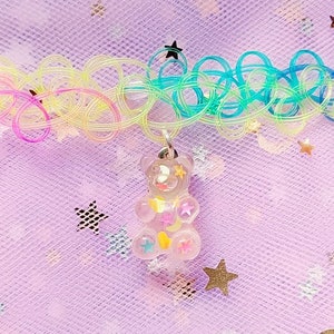 Kawaii Candy Sweets Choker Necklace - Lollipop Gummy Bear Candy Resin Harajuku Style Necklace - Magical Girls Aesthetic Fairy Kei Choker