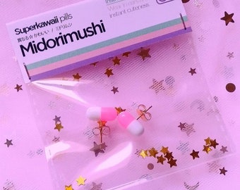 Yami Kawaii Pill Capsule Earrings / Pastel Menhera Creepy Cute / Fairy Kei Studs Harajuku / Pastel Goth Handmade Earrings