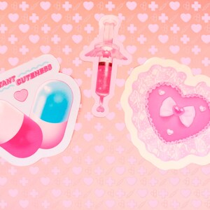 Funky Pastels Menhera Kei Fan Stickers(3 Pack)| Menhera Eyepatch| Pink pastel goth | Kawaii Pills | Harajuku Decora |Kawaii Stationary