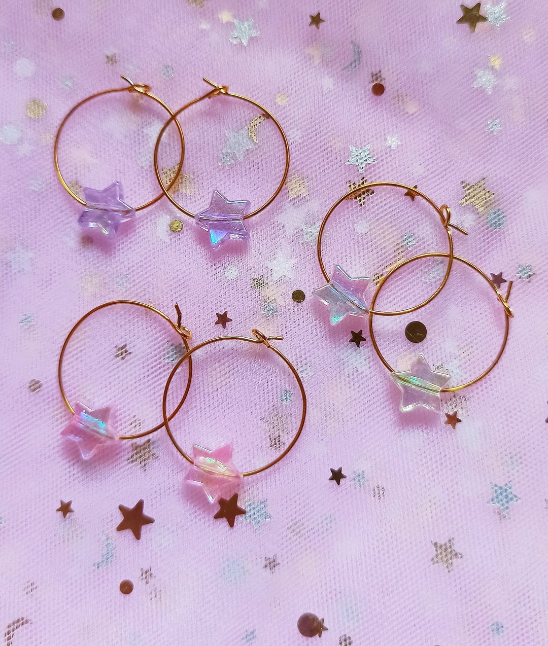 Magical Girl Earrings /iridescent Star / 90s Style Decora Kei/ - Etsy