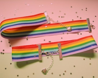 Regenboog choker ketting / Harajuku stijl Fairy Kei Decora Yume Kawaii meisjes/LGTBI Queer choker kleurrijk