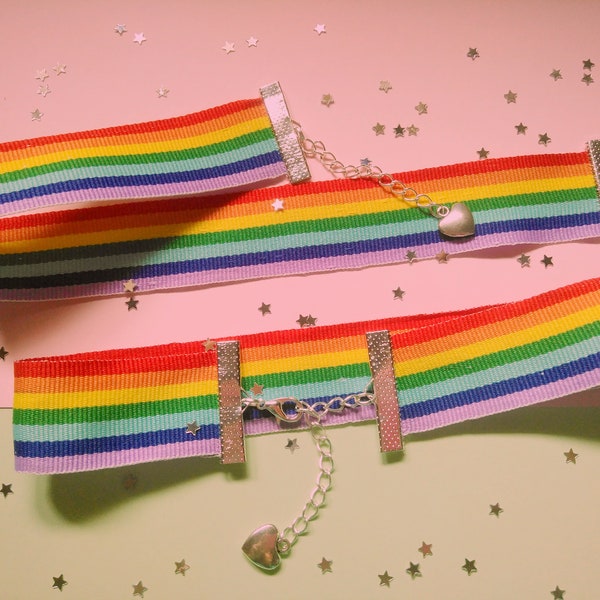 Rainbow Choker Necklace / Harajuku Style Fairy Kei Decora Yume Kawaii Girls/LGTBI Queer Choker Colorful