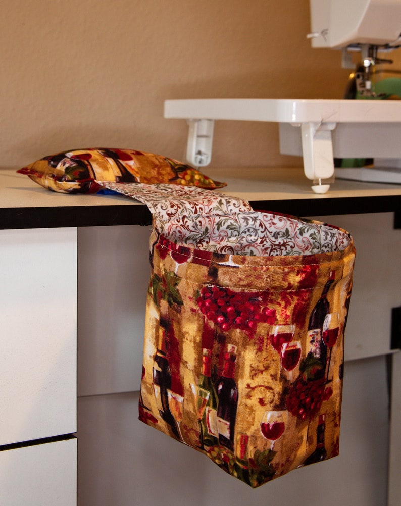 Wine Themed Use for threads PINCUSHION THREAD CATCHER - Sewing Machines Trash Bag etc. fabric scraps