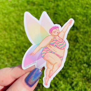 Body positive fairy sticker fat plus size rainbow curvy inclusive fantasy cottagecore fae lingerie