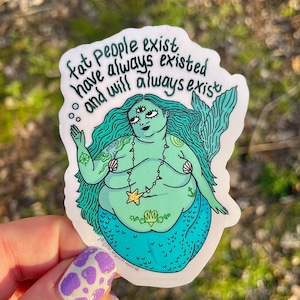 Lichaam positief vet zeemeermin Babe punk tattoo Mantra sticker zelfliefde intuïtief eten bevrijding anti dieet