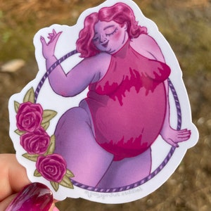 Pegatinas de rosas con diseño de aro para el cuerpo de nena, gordas, de talla grande, impermeables, con flores, para San Valentín, románticas, rosas, hechas a mano