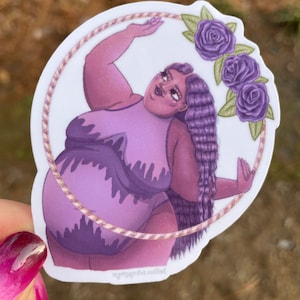 Aro rosa bebé cuerpo positivo grasa plus tamaño pegatina impermeable flor san valentín romántico rosa hecho a mano