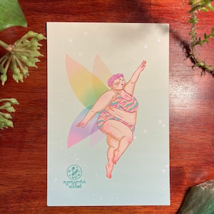Body positive fairy print 4x6 fat plus size rainbow curvy inclusive fantasy cottagecore fae lingerie