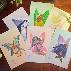 Bundle Body positive fairy print 4x6 print fat plus size rainbow curvy inclusive fantasy cottagecore fae lingerie