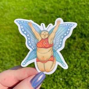 Körper positive Fee Aufkleber Fat Plus Size Schmetterling curvy inclusive Fantasy Cottagecore Fae Dessous