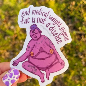 Corps positif Babe punk tatouage Mantra autocollant Rose poussiéreux déesse ventre intuitif manger graisse libération anti régime