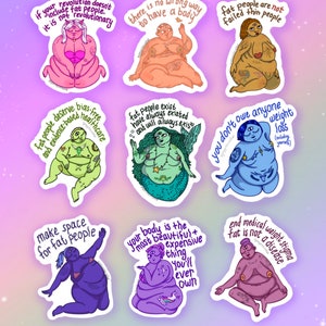 Pegatina de mantra de tatuaje de punk de bebé con positividad corporal, diosa del vientre, colores del arcoíris, alimentación intuitiva, liberación de grasa, paquete anti dieta, impermeable, lindo