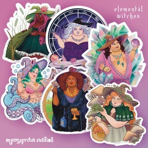 heks stickers dik plus maat waterdicht lichaam positief halloween cottagecore astrologie moeras bos kristal tarot zee fantasie mollig magie