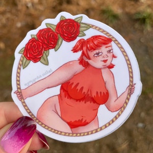 Aro rosa bebé cuerpo positivo grasa plus tamaño pegatina impermeable flor san valentín romántico rosa hecho a mano