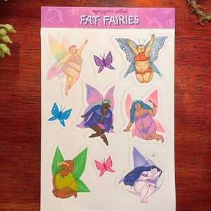 body positive fairy fat plus size cottagecore fae sticker sheet bullet journal planner