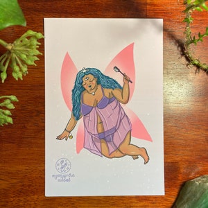 Body positive fairy print 4x6 print fat plus size rainbow curvy inclusive fantasy cottagecore fae lingerie