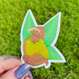 Körper positive Fee Aufkleber Fett plus Größe curvy inclusive Pflanzen Fantasy Cottagecore Fae Dessous Girly