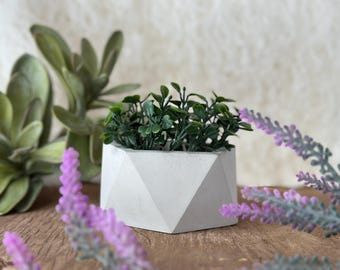 Geometric Concrete Planter Pot | Cement Plant Pot | Indoor Home Decor | Handmade | Succulent | Candle Holder |  Short Icohedron