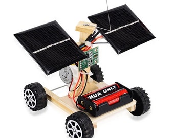 DIY kit build solar powered wireless remote control car • educational STEM science technology engineering mechanics diy toy build