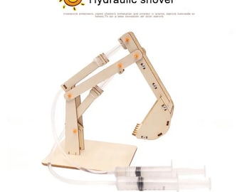 DIY Wooden Hydraulic Excavator Kit: STEM Educational Toy