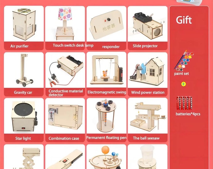 DIY assembly 16 STEM kit sets bundle box for 5th grade educational toys science technology engineering mechanics experiments kits for kids