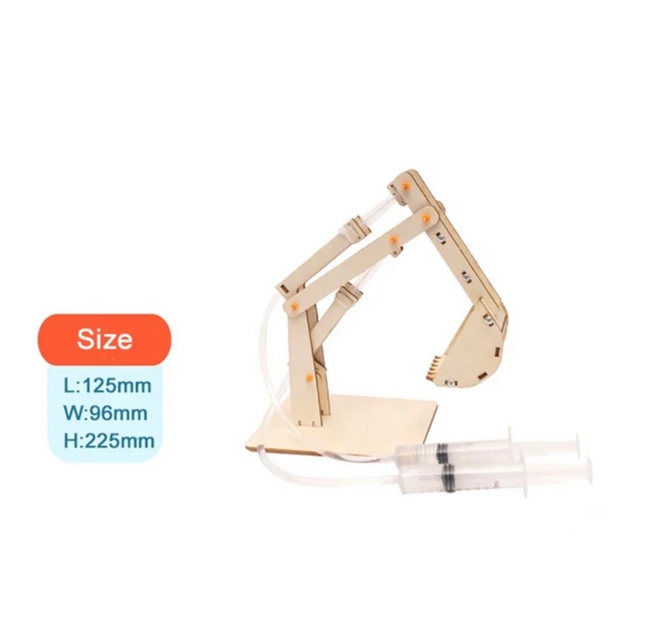 Kadimendium Pelle Hydraulique En Bois - Jouet STEM Scientifique Pour Enfants, Kit De Construction Avec Système Hydraulique, Seringues Incluses