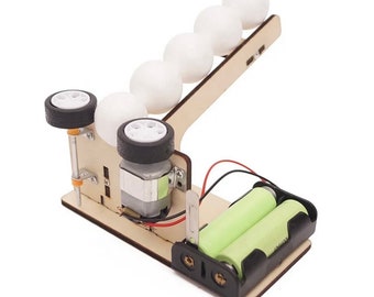 DIY kit wooden ball shooting machine • educational STEM science technology engineering mechanics physics toy