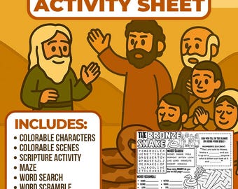 The Bronze Snake Activity Sheet – Instant download, great craft for christian kids, homeschooling, Sunday school placemat, and bible studies