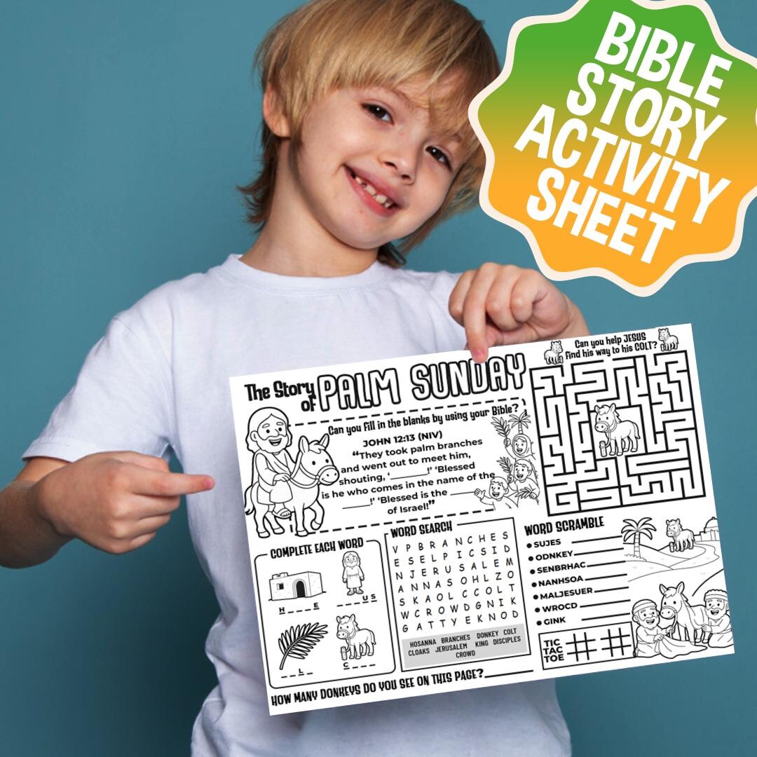 Palm Sunday Bible Activity Sheet – Instant Download, Great Craft for ...