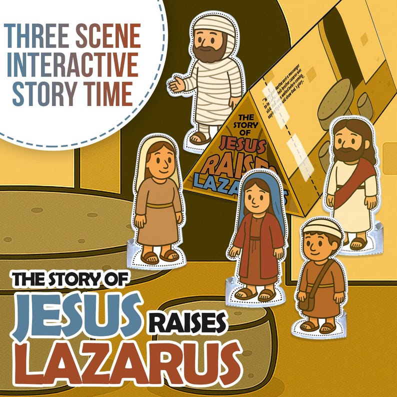 Jesus Raises Lazarus Finger Puppet Craft Instant Download, Interactive ...