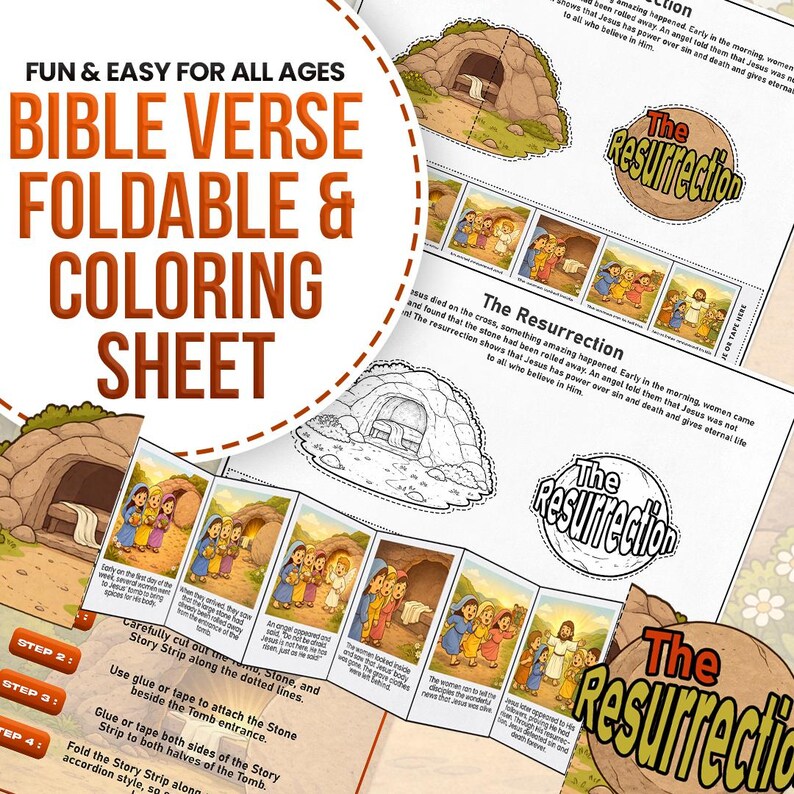 Resurrection of Jesus Craft Printable, Easter Bible Story Activity for ...