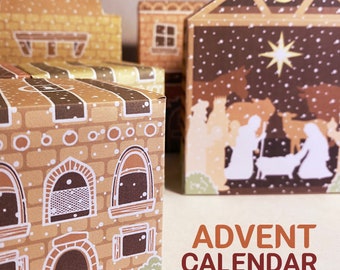 Printable Bethlehem Advent Calendar Village, Biblical Christmas Craft. Can be used as a craft, tradition or as decor for house or classroom