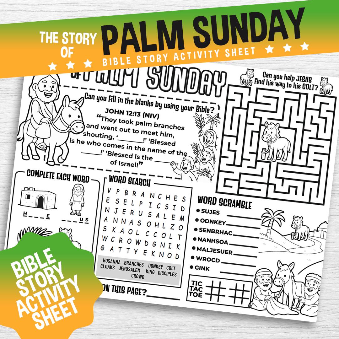 Palm Sunday Bible Activity Sheet – Instant Download, Great Craft for ...