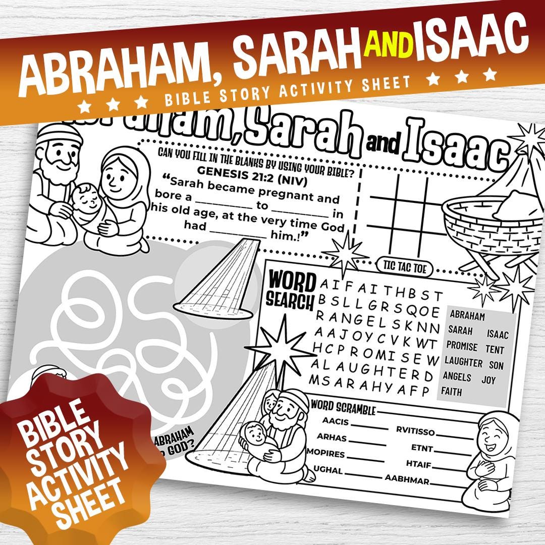 Abraham, Sarah & Isaac Activity Sheet – Instant Download, Great Craft ...