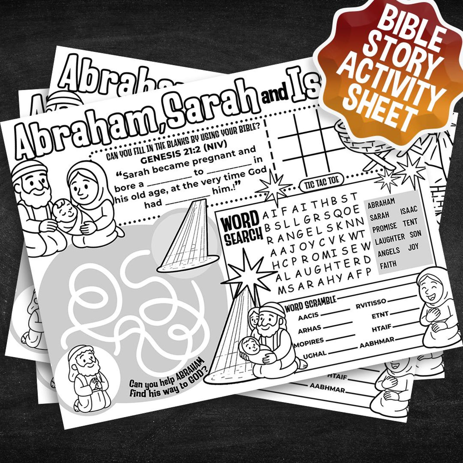 Abraham, Sarah & Isaac Activity Sheet – Instant Download, Great Craft ...