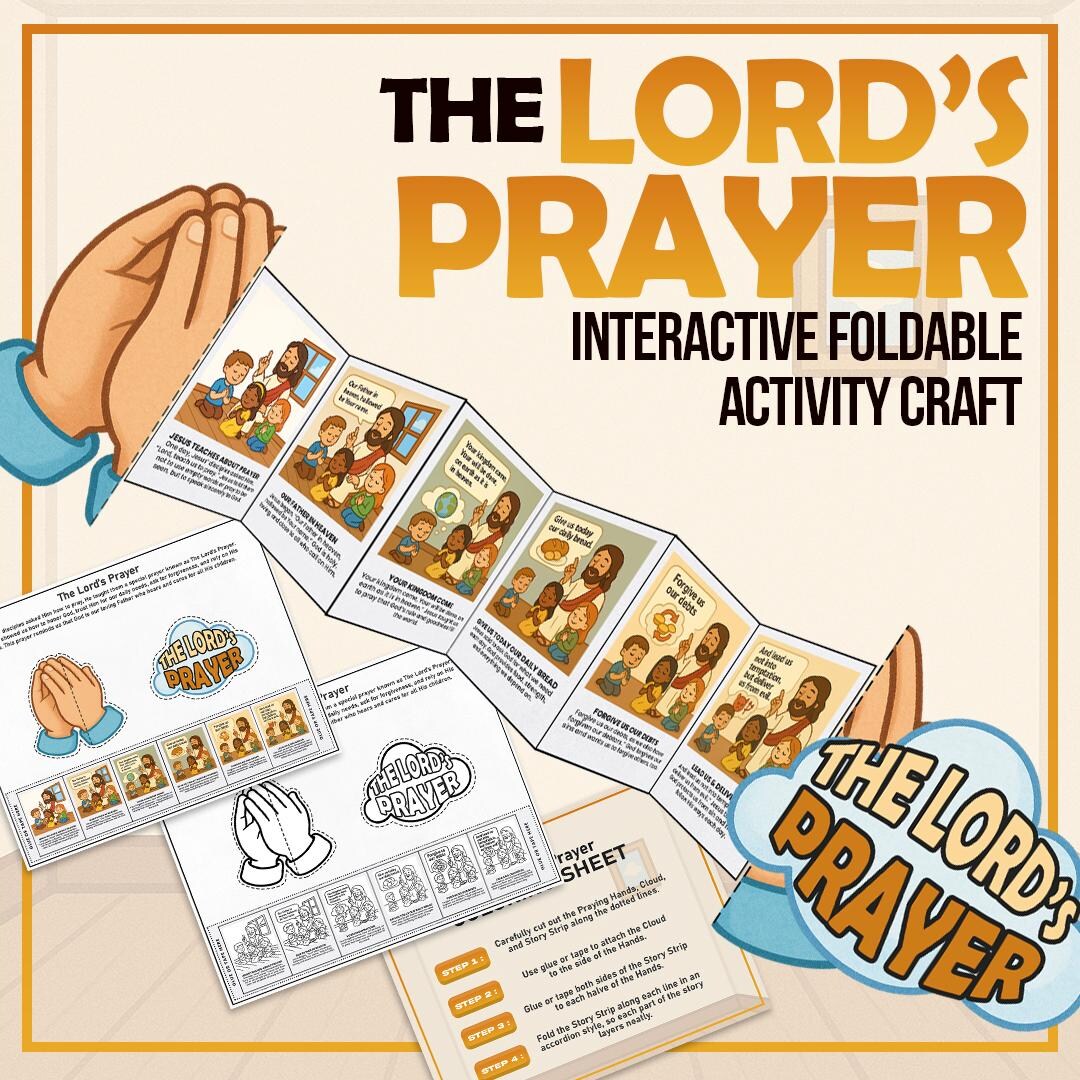 Lord’s Prayer Craft Printable, Bible Prayer Activity for Kids, Sunday ...