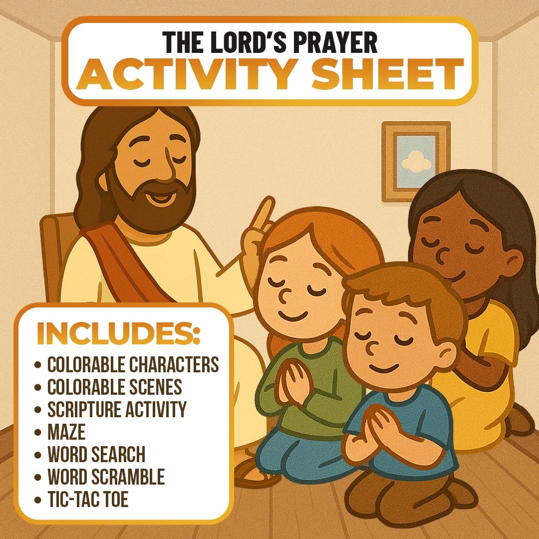 Lord’s Prayer Craft Printable, Bible Activity Page for Kids, Sunday ...