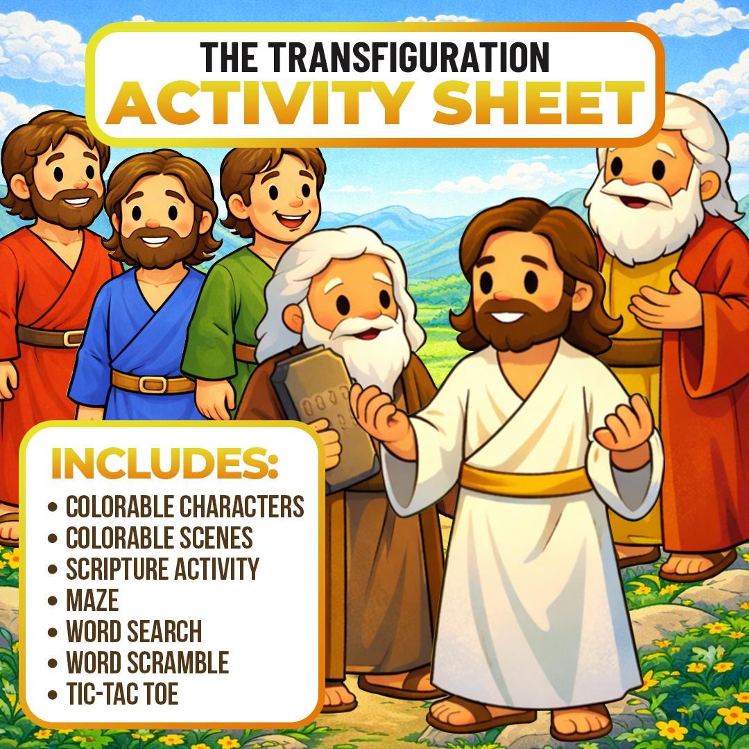 Transfigur The Transfiguration Activity Sheet – Instant Download, Great Craft for ...