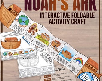 Instant Download Printable Noah&#39;s ark foldable craft activity, great for christian kids, homeschooling, Sunday School, and Bible Studies