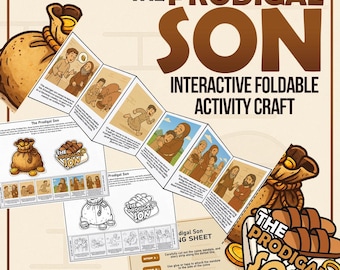 Instant Download The Prodigal Son foldable craft activity, great for christian kids, homeschooling, and Sunday School